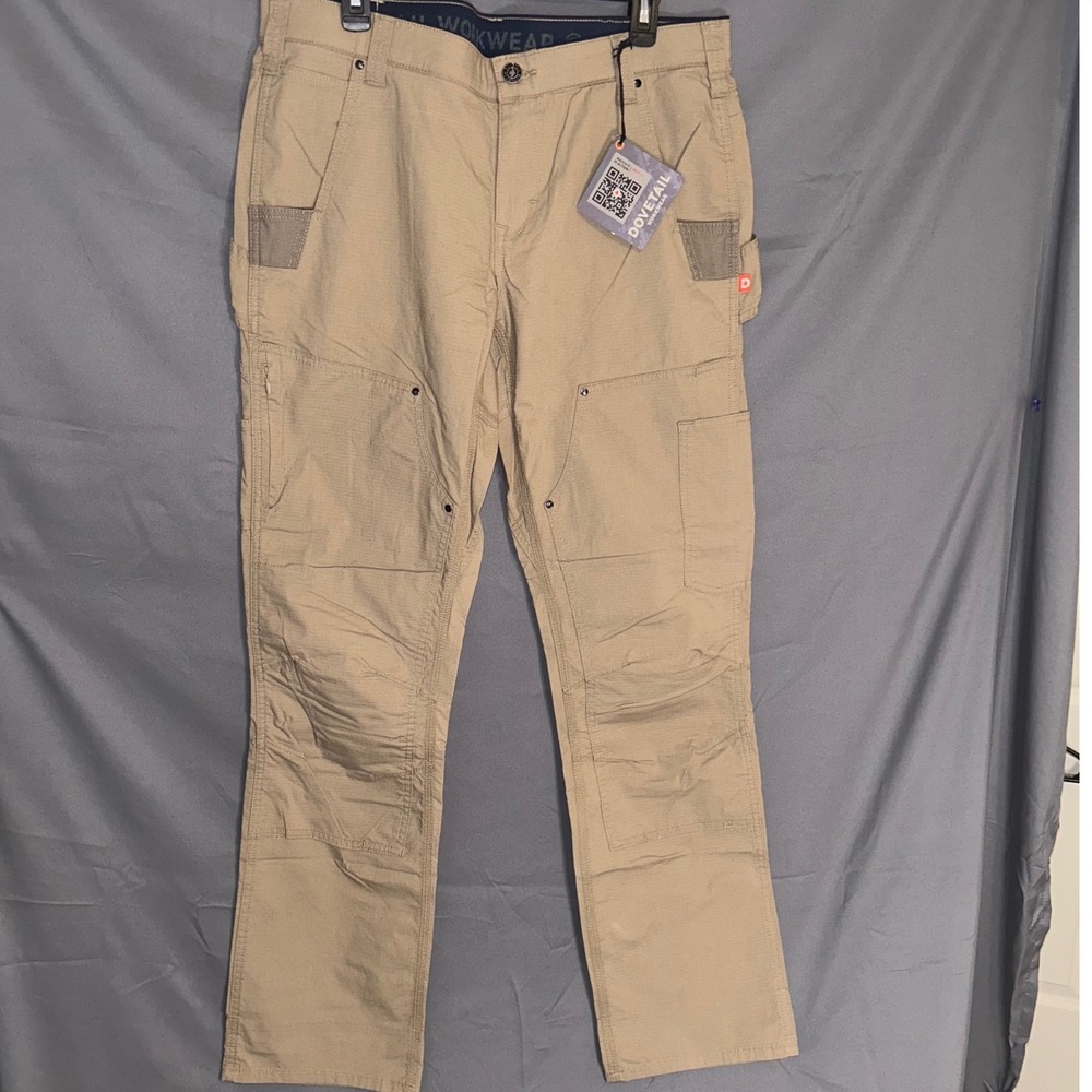 Dovetail Workwear Britt X Stretch Ripstop Cargo Pant Khaki Women 13 Pocket Sz 16
